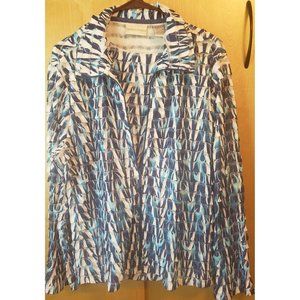 Drapers and Damons Ruffle Blouse and Jacket Set, Size Large